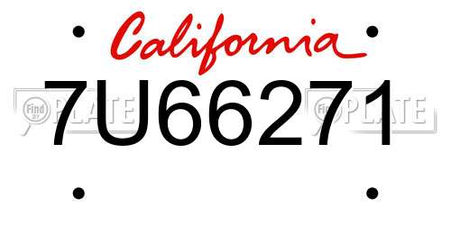 7U66271 California License Plate