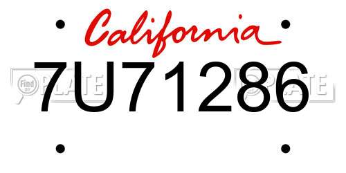 7U71286 California License Plate