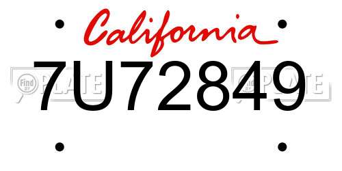 7U72849 California License Plate