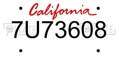 7U73608 California License Plate