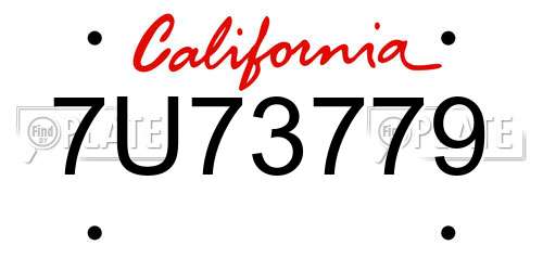 7U73779 California License Plate