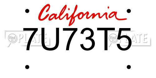 7U73T5 California License Plate