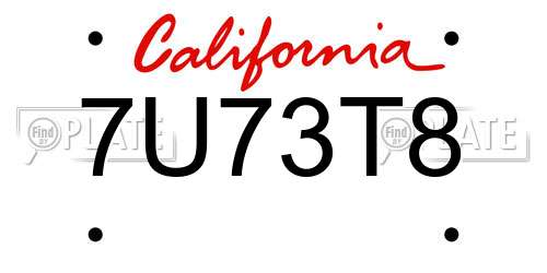 7U73T8 California License Plate