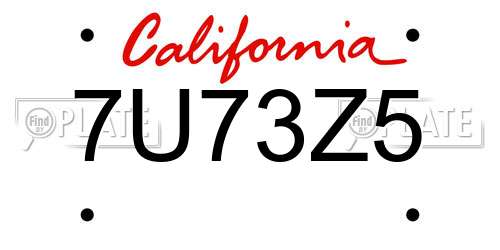7U73Z5 California License Plate