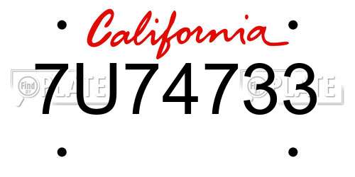 7U74733 California License Plate