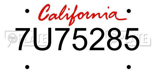 7U75285 California License Plate