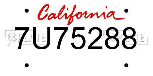 7U75288 California License Plate