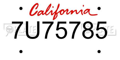 7U75785 California License Plate