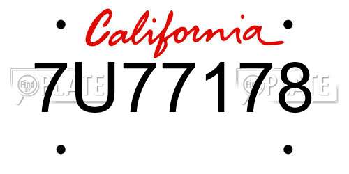 7U77178 California License Plate