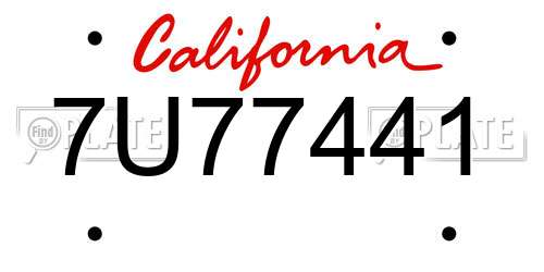 7U77441 California License Plate