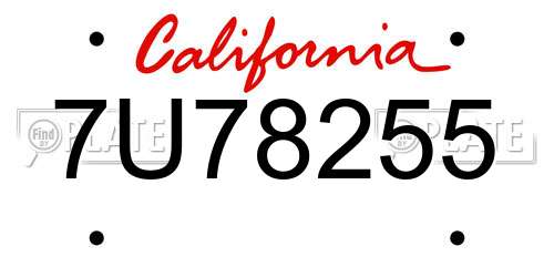 7U78255 California License Plate