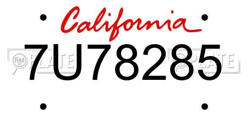 7U78285 California License Plate