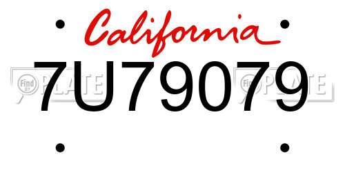 7U79079 California License Plate