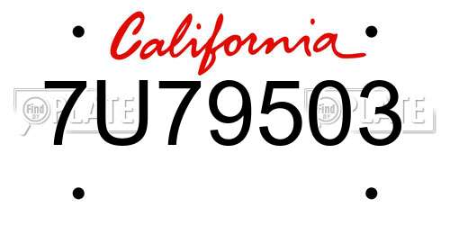 7U79503 California License Plate