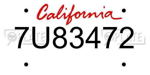 7U83472 California License Plate