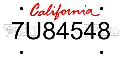7U84548 California License Plate