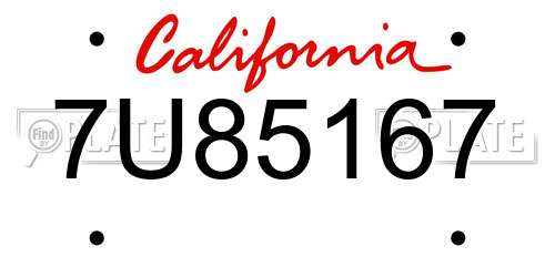 7U85167 California License Plate