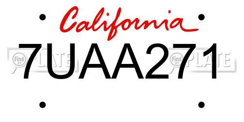 7UAA271 California License Plate