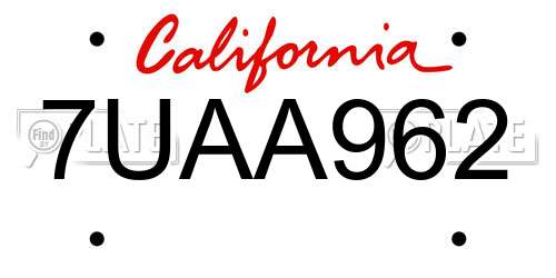 7UAA962 California License Plate