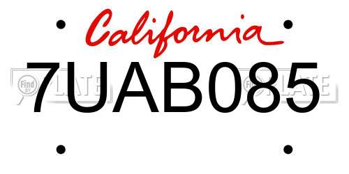 7UAB085 California License Plate