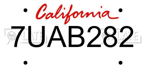 7UAB282 California License Plate