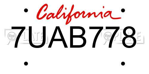 7UAB778 California License Plate