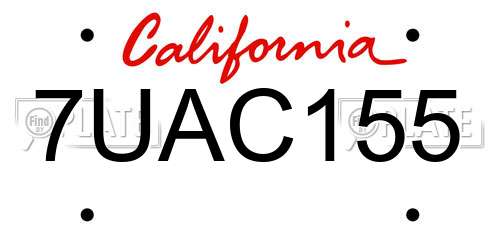 7UAC155 California License Plate