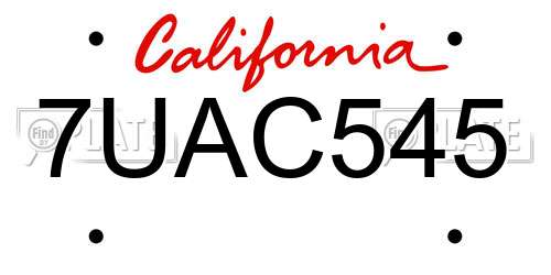 7UAC545 California License Plate