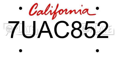 7UAC852 California License Plate