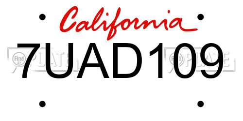 7UAD109 California License Plate