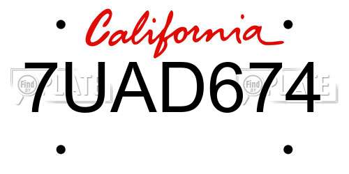 7UAD674 California License Plate