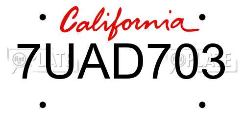 7UAD703 California License Plate