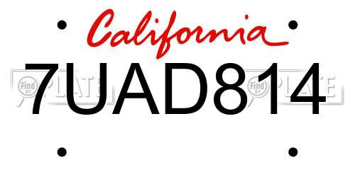 7UAD814 California License Plate