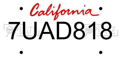 7UAD818 California License Plate
