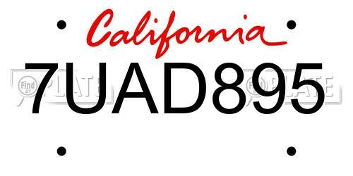 7UAD895 California License Plate