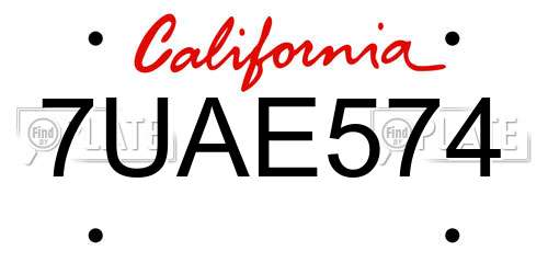 7UAE574 California License Plate