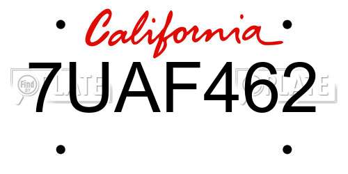 7UAF462 California License Plate