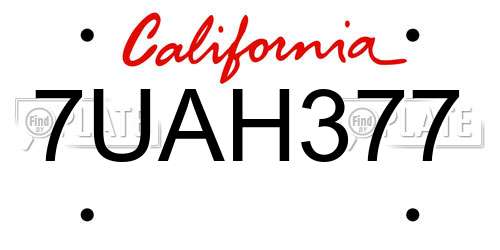 7UAH377 California License Plate