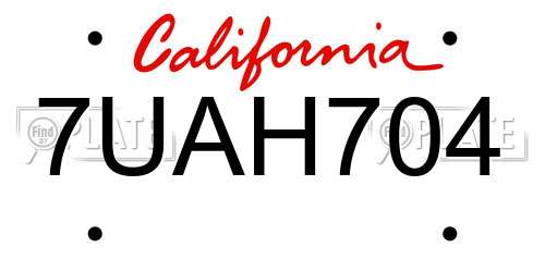 7UAH704 California License Plate