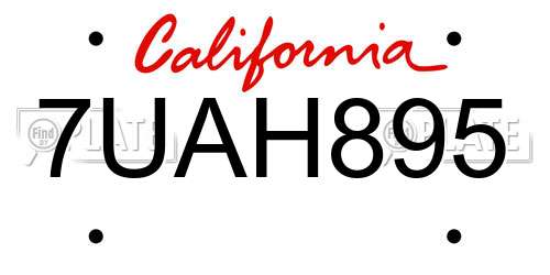 7UAH895 California License Plate