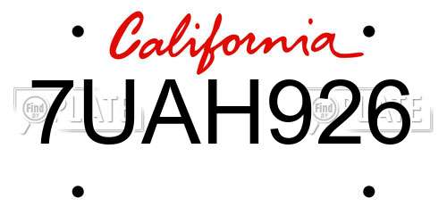 7UAH926 California License Plate