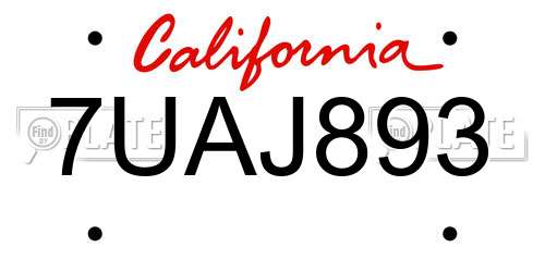 7UAJ893 California License Plate