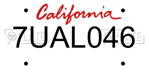 7UAL046 California License Plate