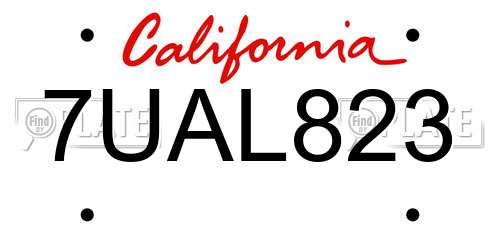 7UAL823 California License Plate