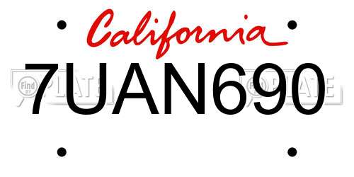 7UAN690 California License Plate
