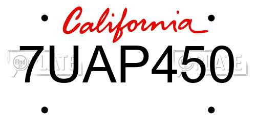 7UAP450 California License Plate