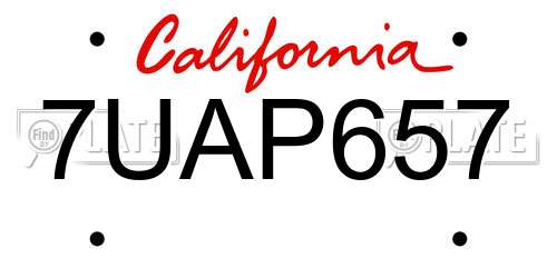 7UAP657 California License Plate