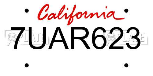 7UAR623 California License Plate