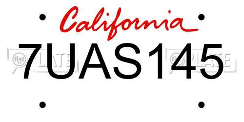 7UAS145 California License Plate