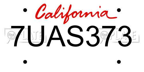 7UAS373 California License Plate
